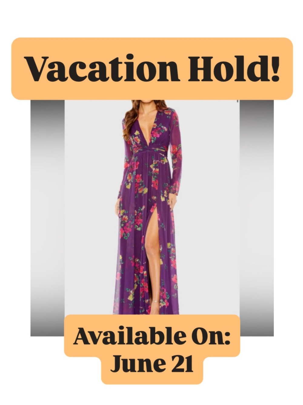MAC DUGGAL ✨ Long Sleeve Dress, Wedding Guest | purple, flowers - Picture 1 of 10